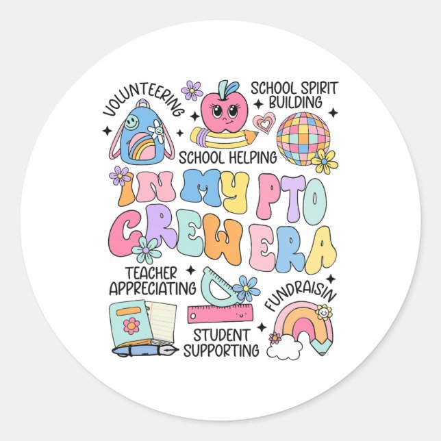 Sticker Rond À l'ère de mon équipage PTO Rétro Célébration des  (Devant)