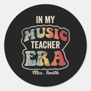Sticker Rond À l'ère de mon professeur de musique Rétro Mme Smi
