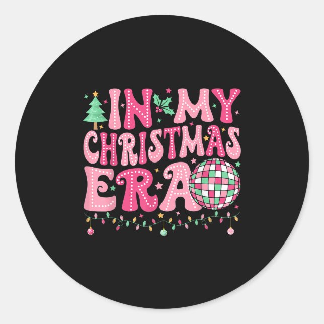 Sticker Rond À l'ère de Noël, Joyeux pyjamas de Noël (Devant)