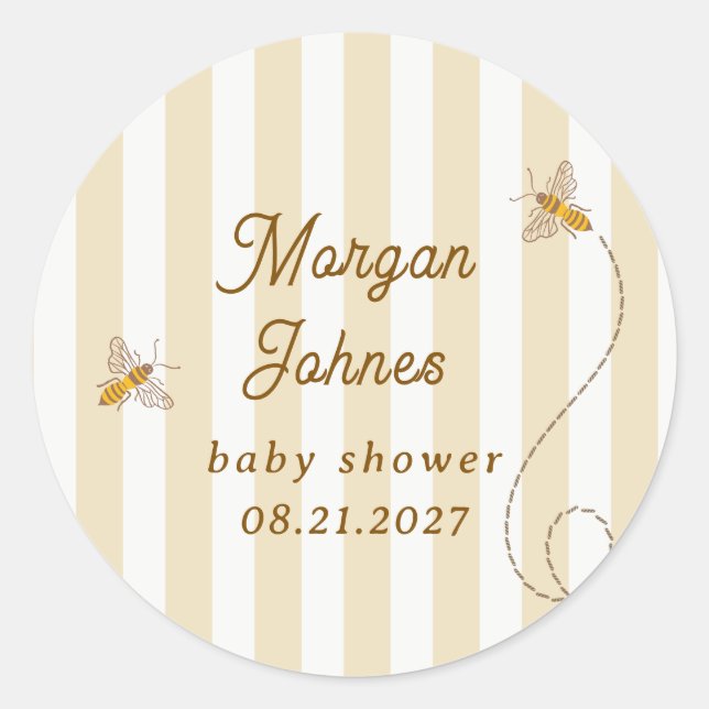 Sticker Rond A Little Bee Baby Shower (Devant)