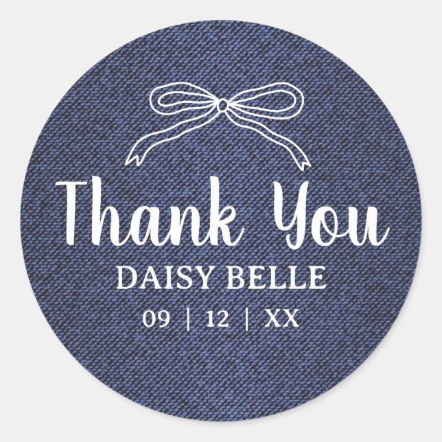 Sticker Rond A Little Blue Jean Baby Denim Boy Baby Shower  (Devant)