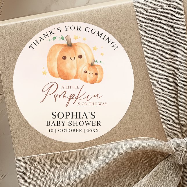 Sticker Rond "A Little Pumpkin" Baby Shower – Fall Theme (Créateur téléchargé)