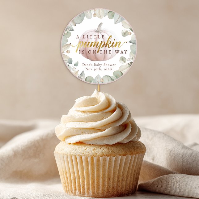 Sticker Rond A Little Pumpkin Blush Fall Baby Shower Favor Stic (Baby Shower Favor Sticker)