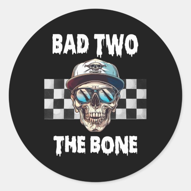 Sticker Rond À l'Os Anniversaire Halloween Skeleton Boy Toddle (Devant)