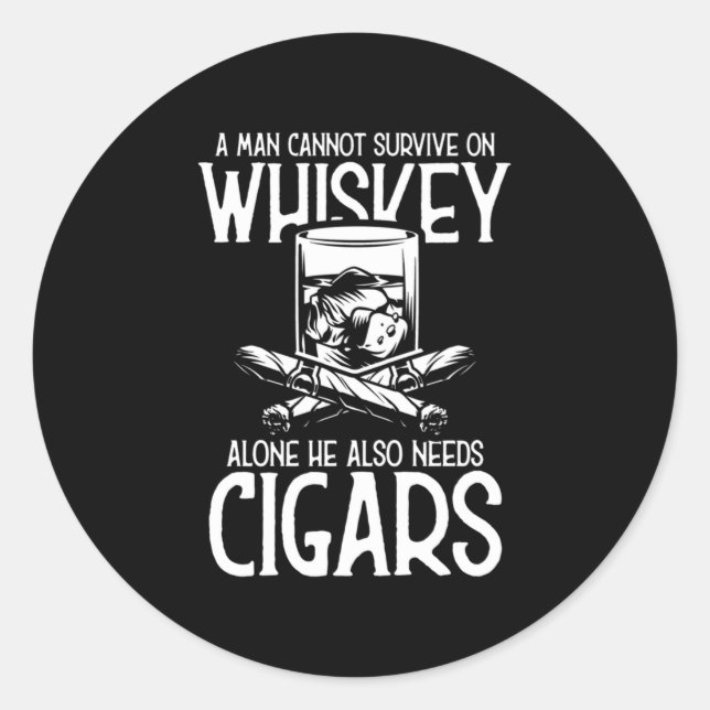 Sticker Rond A Man Who Loves Whiskey And Cigar (Devant)