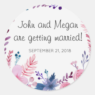Sticker rond à Mariage floral classique brillant