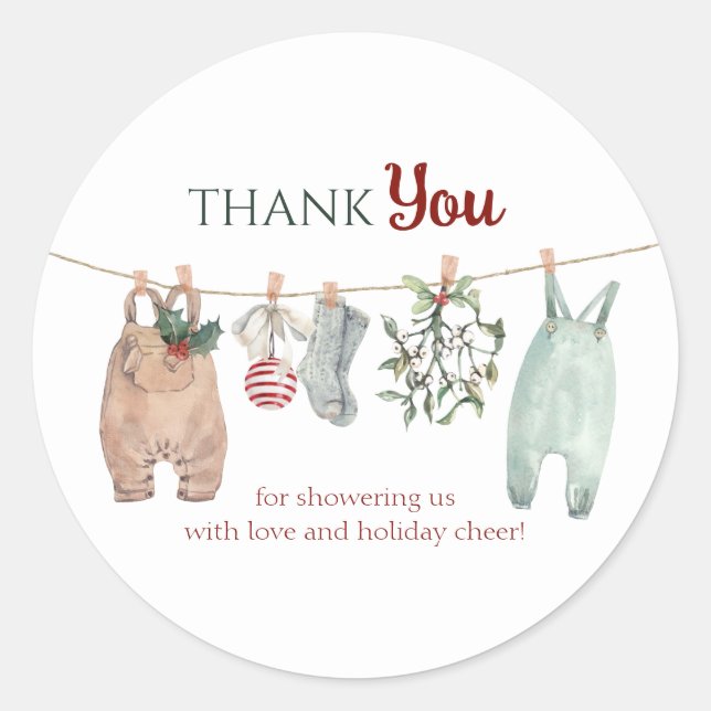 Sticker Rond A Merry Little Christmas Clothes Thank You (Devant)
