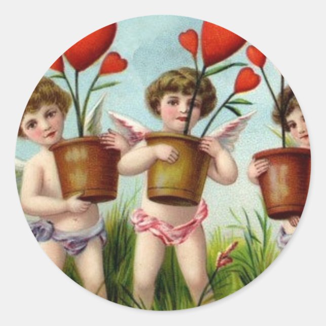Sticker Rond À Mon ange Valentine Cherubs (Devant)