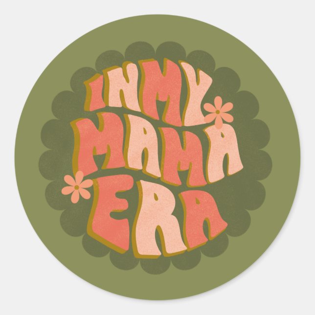 Sticker Rond À Mon Époque Mama Retro Green (Devant)