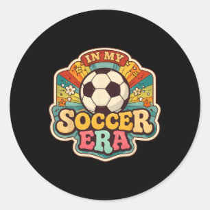 Sticker Rond À mon ère de football Rétro Groovy Vintage Joueur