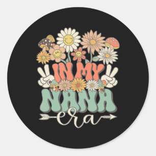 Sticker Rond À Mon Ère Nana Floral Hippie Super Retro Correspon
