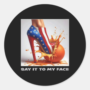 Sticker Rond A Mon Visage Kamala Harris 2024 A Conduit L'Orang