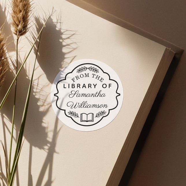 Sticker Rond À partir de la bibliothèque du livre personnalisé  (From The Library of Custom Name Personalized Book Classic Round Sticker)