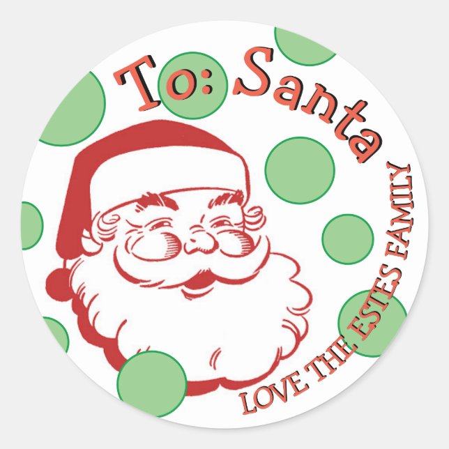 STICKER ROND À PÈRE NOËL DE LA FAMILLE PERSONNALISÉE NOËL ÉTIQU (Devant)