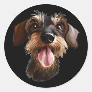 Sticker Rond À poils durs Dachshund