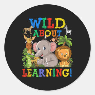 Sticker Rond À Propos Apprendre Safari Animaux Jungle Retour À