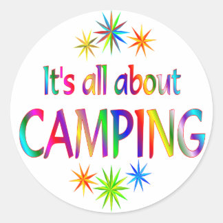 Sticker Rond À propos du camping