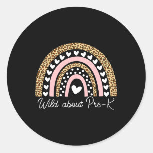 Sticker Rond À Propos Leopard Rainbow Enseignant Pré-k Retour À