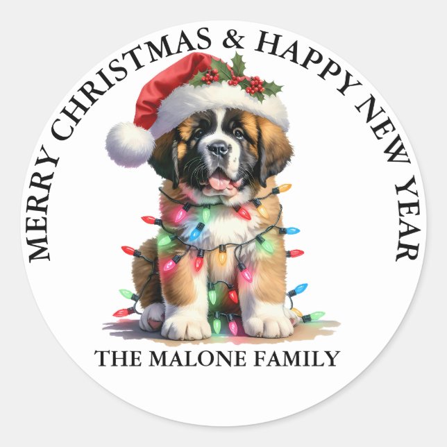 Sticker Rond A Saint Bernard Howl-iday Surprise (Devant)