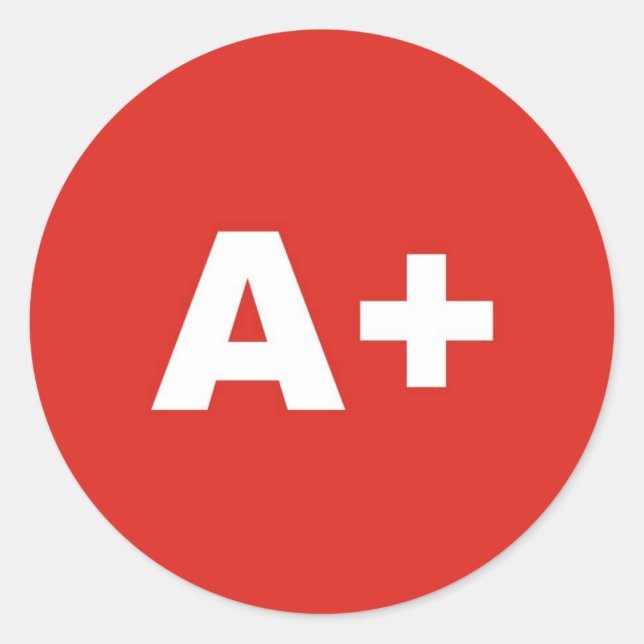 Sticker Rond A+ Sanguin / Groupe Rh (Rhesus) Positif (Devant)