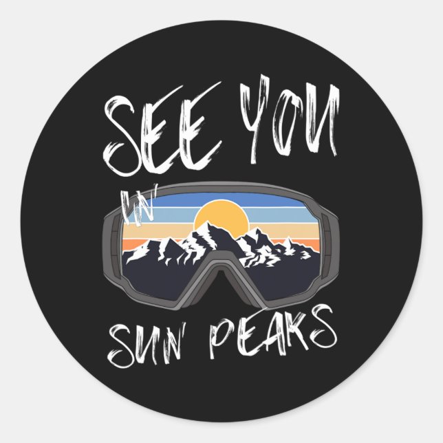 Sticker Rond À Sun Peaks Vacation Ski Goggings (Devant)