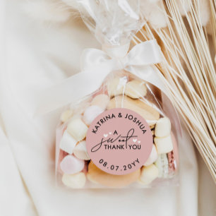 Sticker Rond A Sweet Thank You Dusty Pink Hearts Wedding Favor