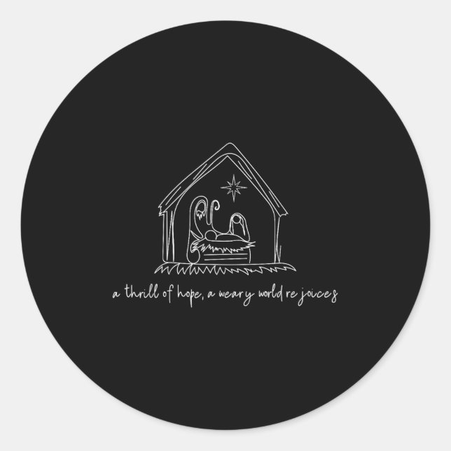 Sticker Rond A Thrill Of Hope Nativity Christian Merry Christma (Devant)