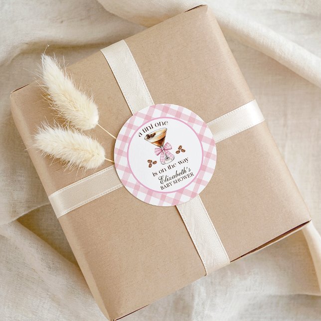 Sticker Rond A Tini One Espresso Martini Pink Bow Baby Shower (A Tini One Espresso Martini Pink Bow Baby Shower Classic Round Sticker)