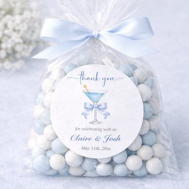 Sticker Rond A Tini One On The Way Blue Martini Boy Thank You (Créateur téléchargé)