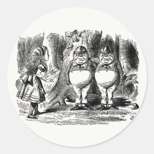 Sticker Rond A travers le miroir, Tweedledum & Tweedledee
