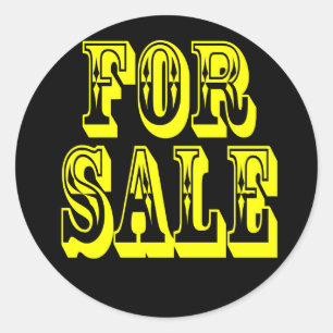 STICKER ROND À VENDRE 2 JAUNE EN NOIR