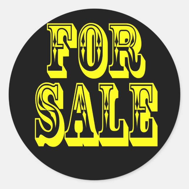 STICKER ROND À VENDRE 2 JAUNE EN NOIR (Devant)