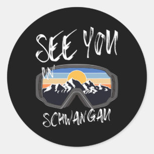 Sticker Rond A Voir À Schwangau Allemagne Vacances Ski Goggings