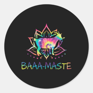Sticker Rond Aa Maste Tie Dye Chèvre Yoga Lotus Mandala Humour 