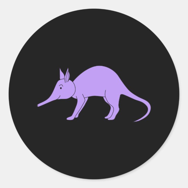 Sticker Rond Aardvark violet (Devant)