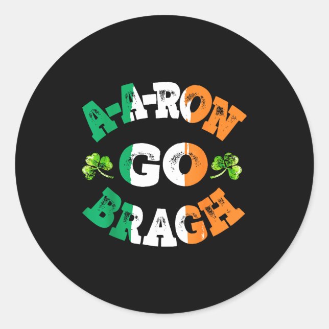 Sticker Rond Aaron Erin Go Bragh Shamrock St.patrick's Day  (Devant)