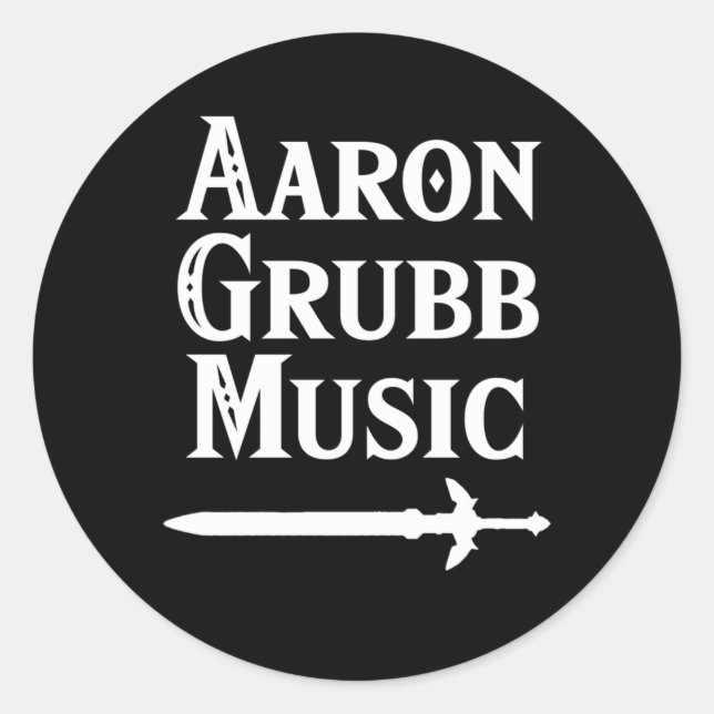 Sticker Rond Aaron Grubb Musique Texte Blanc (Devant)