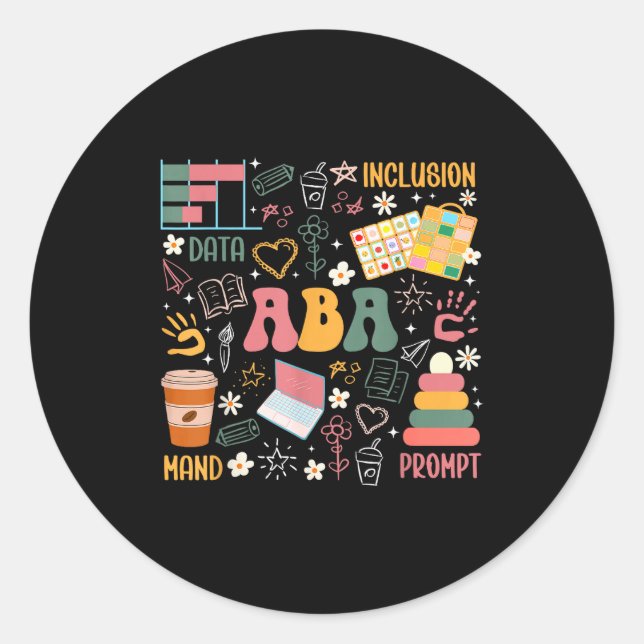 Sticker Rond Aba Therapist Groovy Applied Behavior Analysis Aba (Devant)
