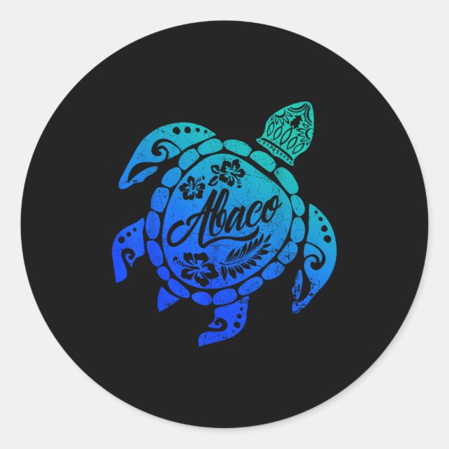 Sticker Rond Abaco Tribal Sea Turtle Bahamas Beach Vacation  (Devant)