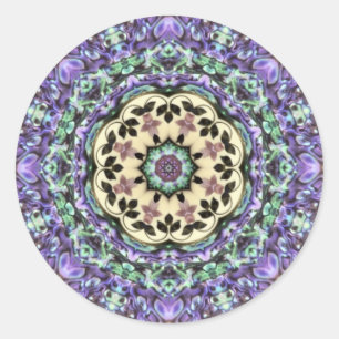 Sticker Rond ABALONE ~ Irridescente Paua Shell Kaleidoscope