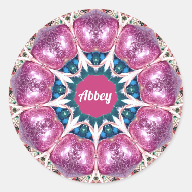 Sticker Rond ABBEY ~ Bright Abstrait Motif ~ Personnalisé (Devant)