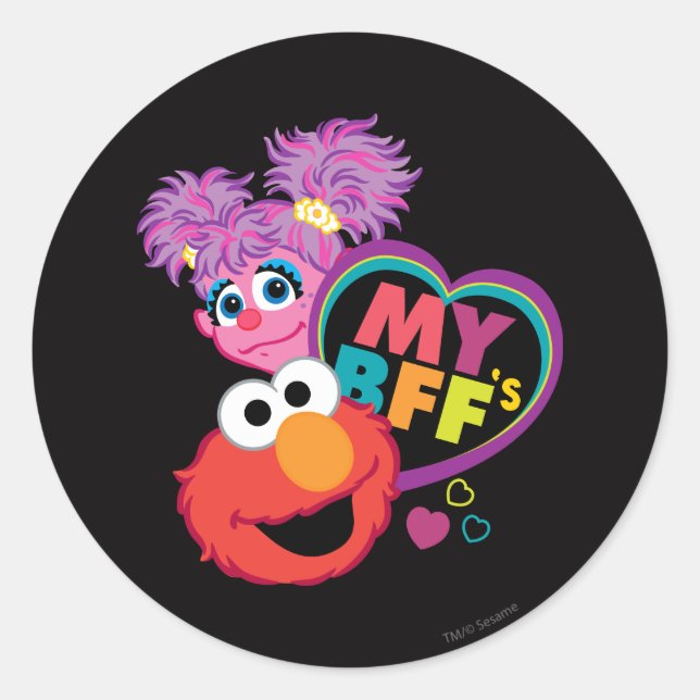 Sticker Rond Abby et Elmo, les meilleurs amis (Devant)