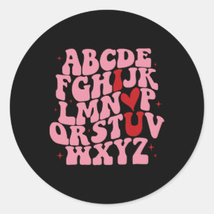 Sticker Rond Abc Alphabet Je T'Aime Professeur D'Anglais Saint-