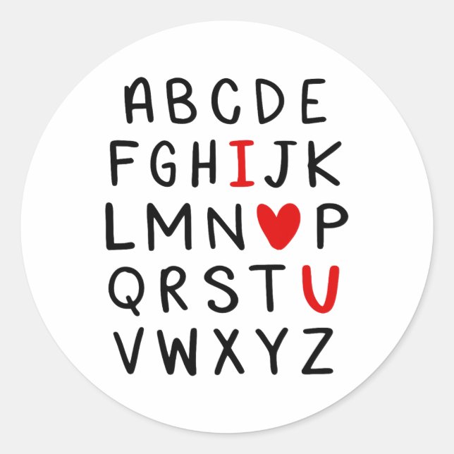 Sticker Rond Abc Alphabet Je T'Aime Professeur D'Anglais Saint- (Devant)