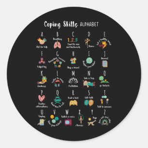 Sticker Rond Abc Compétences d'adaptation Alphabet Autosoins Sa