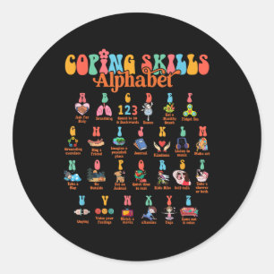 Sticker Rond Abc Compétences d'adaptation Alphabet Autosoins Sa