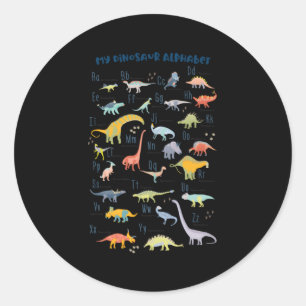 Sticker Rond Abc Dino Identification A-Z Types De Dinosaures Al