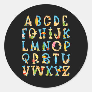 Sticker Rond Abc Kindergarten Enseignant Plage D'Été Fin De L'É