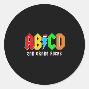 Sticker Rond Abcd 2e année rocks garçons retour à l'école ensei