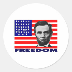 Sticker Rond Abe Lincoln "Liberté" Drapeau Cadeaux d'Art—Unique